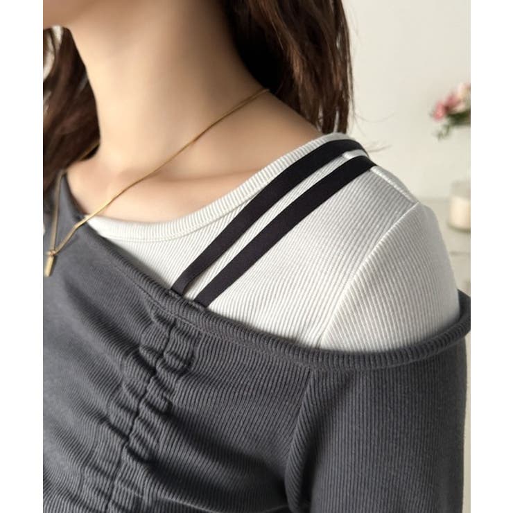 美しいシルエット！アシメネックレイヤード風シャーリング使い袖フレア胸刺繍カットソ… | Classical Elf  | 詳細画像26 