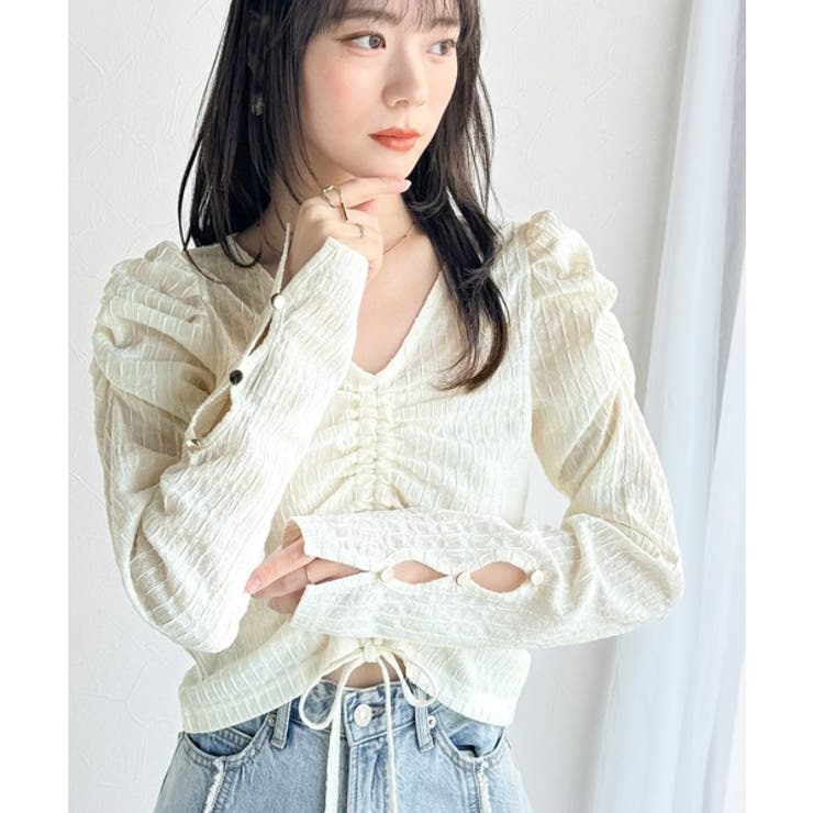 アイボリー | 【mily bilet】カジュアルな大人ガーリーテイスト。シャーリング使い膨れジ… | Classical Elf 