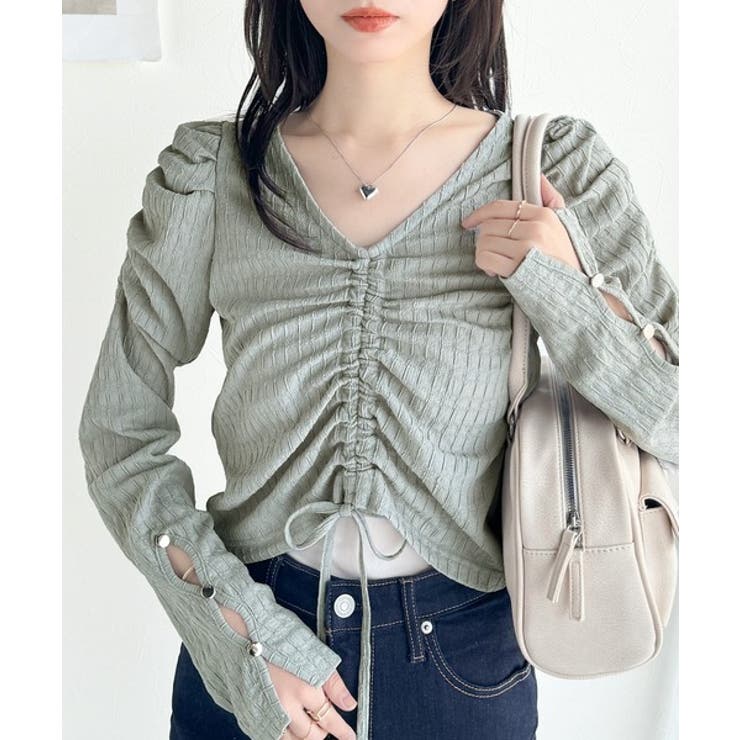 ブルー | 【mily bilet】カジュアルな大人ガーリーテイスト。シャーリング使い膨れジ… | Classical Elf 