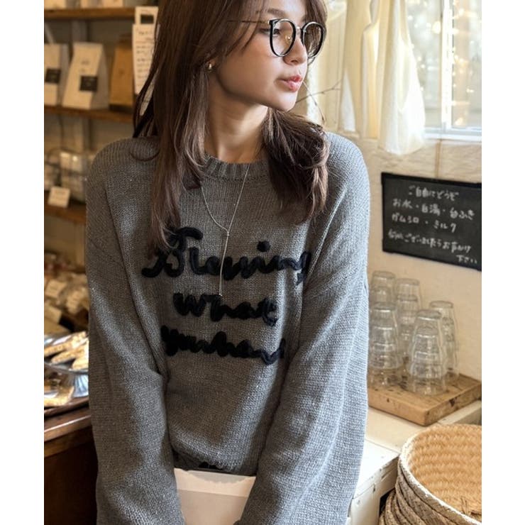 グレー | 【mily bilet】デイリースタイルを華やかに彩る。コード刺繍ネップニットプ… | Classical Elf 