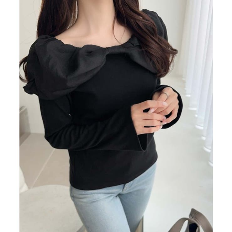 大人フェミニンを叶える♪オフショル２WAYオーガンジーリボンプルオーバー | Classical Elf  | 詳細画像12 