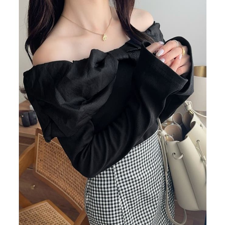 大人フェミニンを叶える♪オフショル２WAYオーガンジーリボンプルオーバー | Classical Elf  | 詳細画像13 