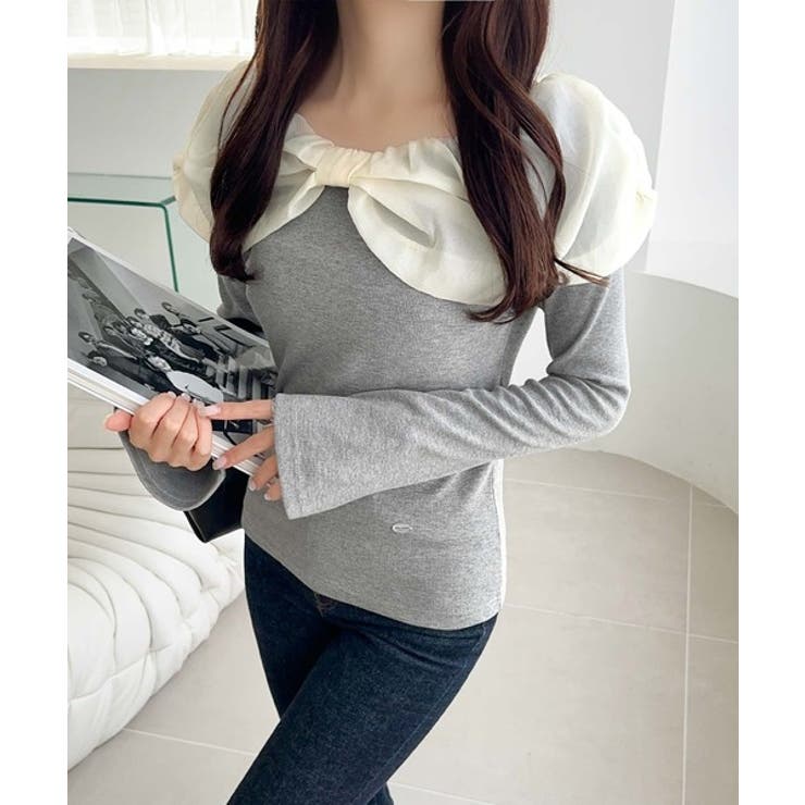 大人フェミニンを叶える♪オフショル２WAYオーガンジーリボンプルオーバー | Classical Elf  | 詳細画像18 