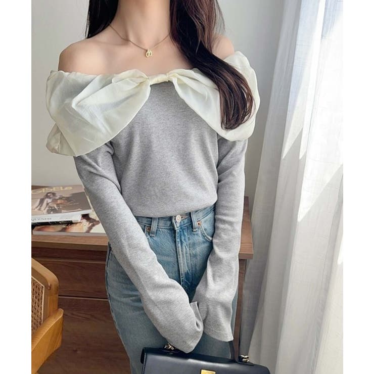 大人フェミニンを叶える♪オフショル２WAYオーガンジーリボンプルオーバー | Classical Elf  | 詳細画像19 