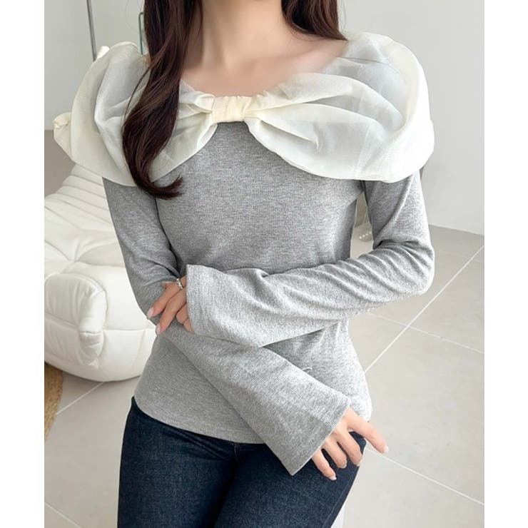 大人フェミニンを叶える♪オフショル２WAYオーガンジーリボンプルオーバー | Classical Elf  | 詳細画像20 