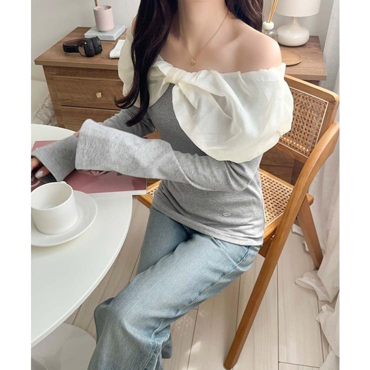 大人フェミニンを叶える♪オフショル２WAYオーガンジーリボンプルオーバー | Classical Elf  | 詳細画像21 