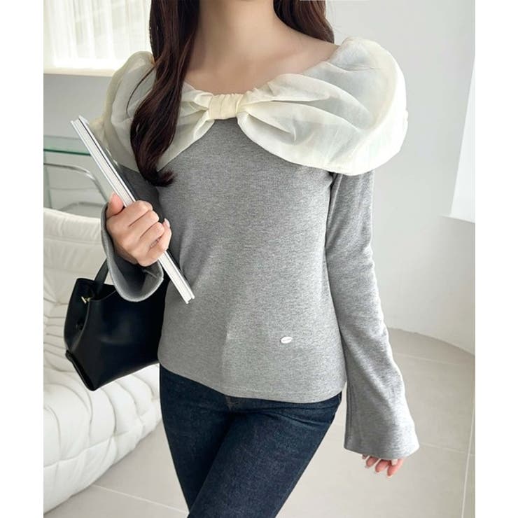 大人フェミニンを叶える♪オフショル２WAYオーガンジーリボンプルオーバー | Classical Elf  | 詳細画像22 