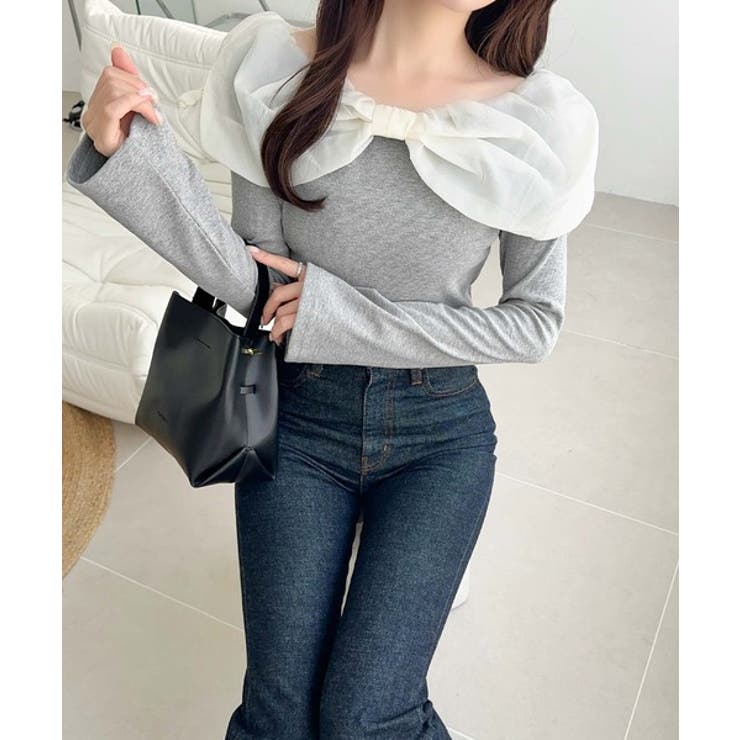 大人フェミニンを叶える♪オフショル２WAYオーガンジーリボンプルオーバー | Classical Elf  | 詳細画像25 