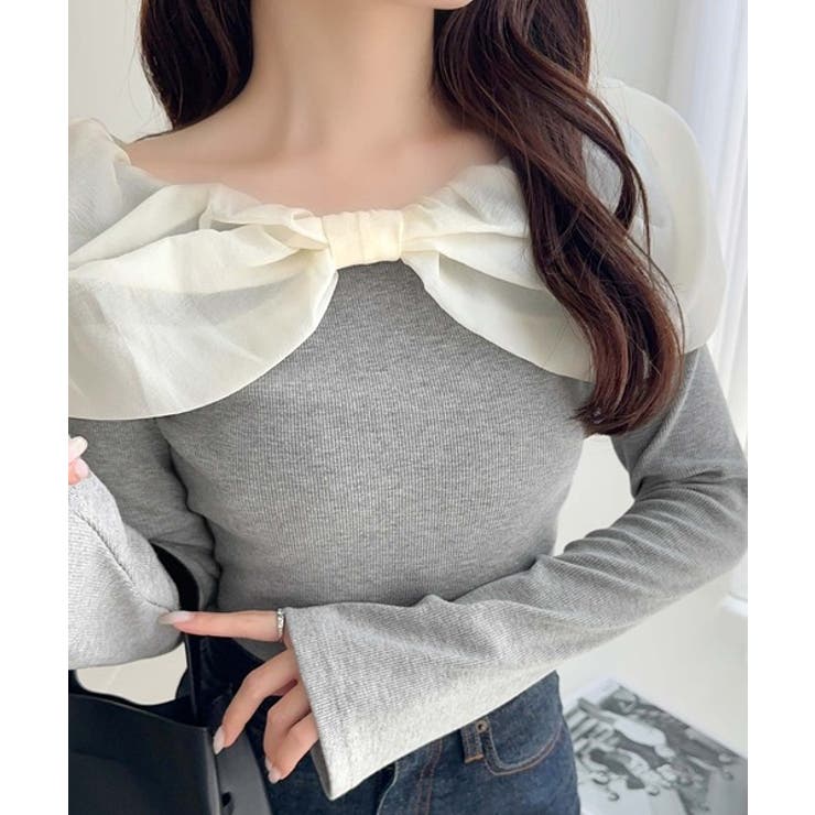 大人フェミニンを叶える♪オフショル２WAYオーガンジーリボンプルオーバー | Classical Elf  | 詳細画像26 