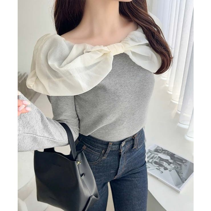 大人フェミニンを叶える♪オフショル２WAYオーガンジーリボンプルオーバー | Classical Elf  | 詳細画像27 