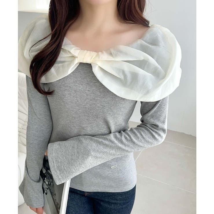 大人フェミニンを叶える♪オフショル２WAYオーガンジーリボンプルオーバー | Classical Elf  | 詳細画像30 