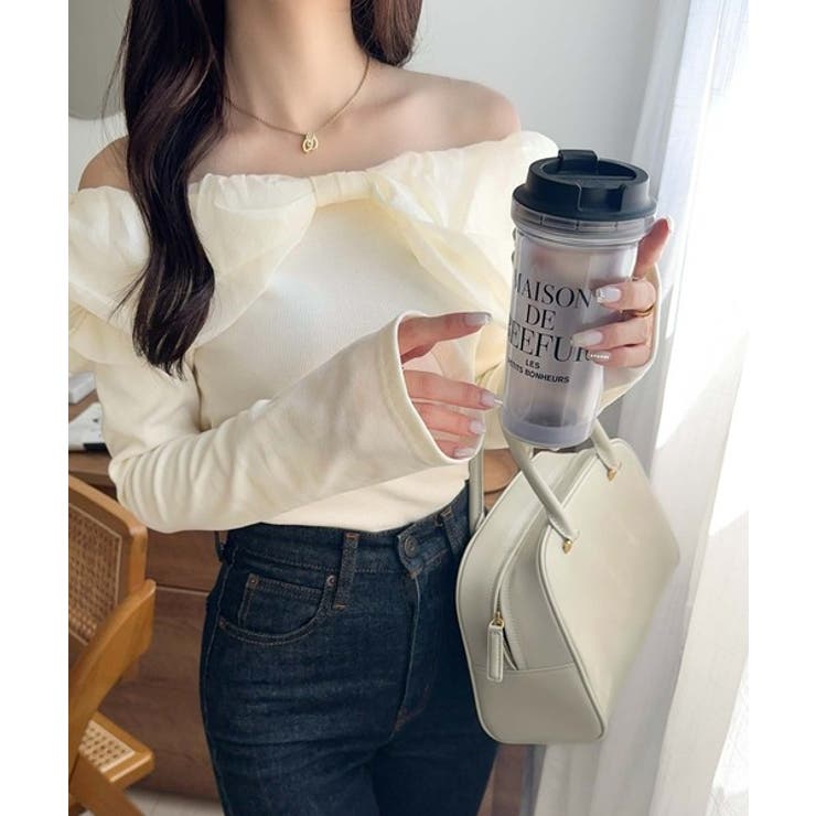 大人フェミニンを叶える♪オフショル２WAYオーガンジーリボンプルオーバー | Classical Elf  | 詳細画像2 