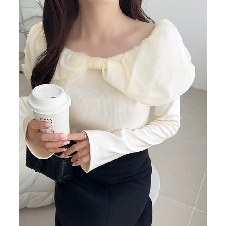 大人フェミニンを叶える♪オフショル２WAYオーガンジーリボンプルオーバー | Classical Elf  | 詳細画像3 