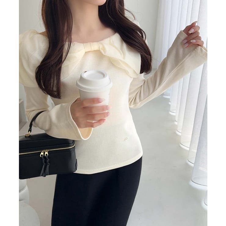 大人フェミニンを叶える♪オフショル２WAYオーガンジーリボンプルオーバー | Classical Elf  | 詳細画像4 