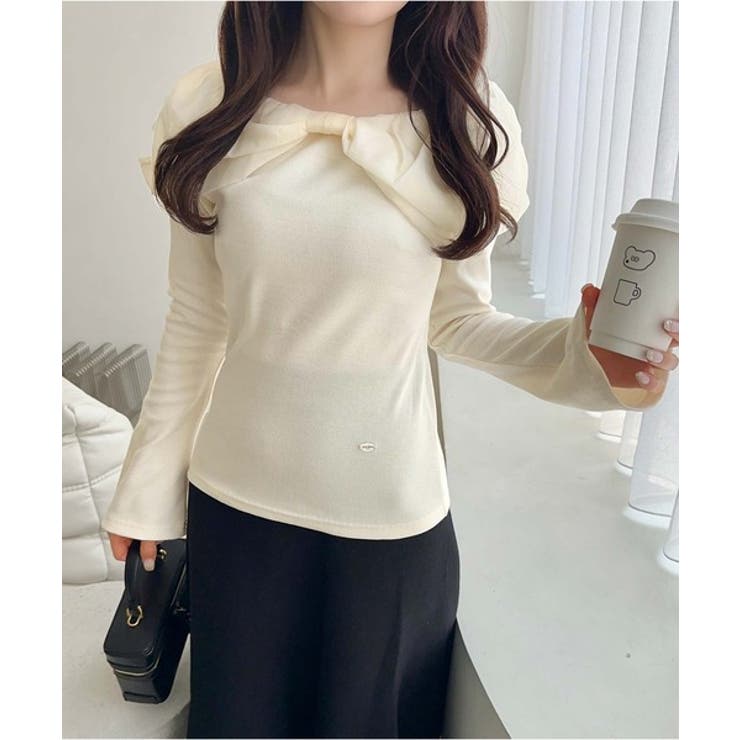 大人フェミニンを叶える♪オフショル２WAYオーガンジーリボンプルオーバー | Classical Elf  | 詳細画像5 