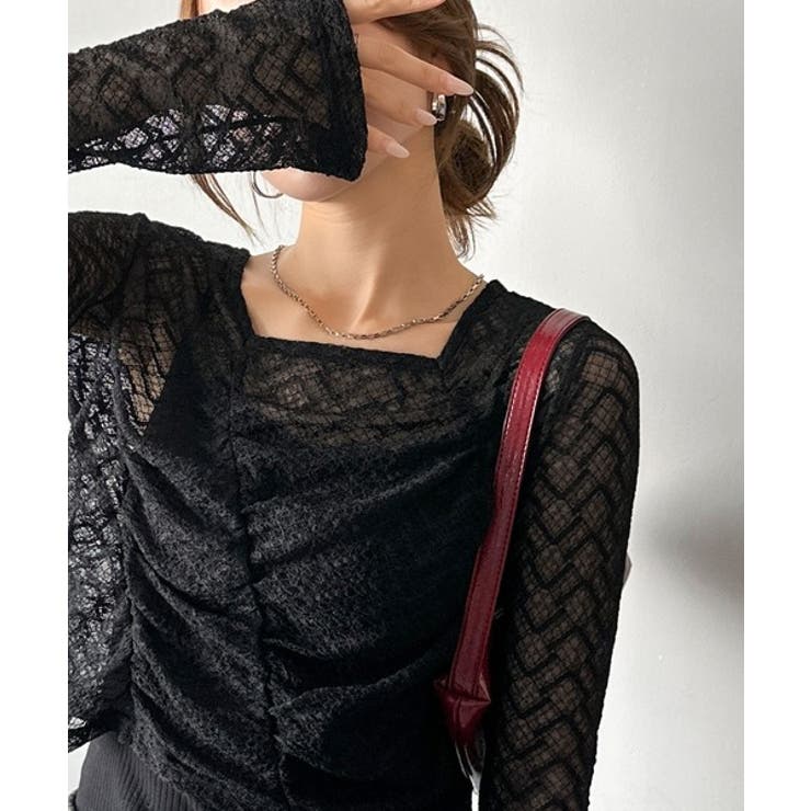 ブラック | 【mily bilet】トレンドの愛されアイテム。アシメシアーレースギャザープル… | Classical Elf 