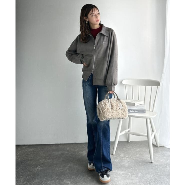 柔らかタッチで上品見え◎立体刺繍デザインスエードポンチ素材ダブルジップアウター | Classical Elf  | 詳細画像9 