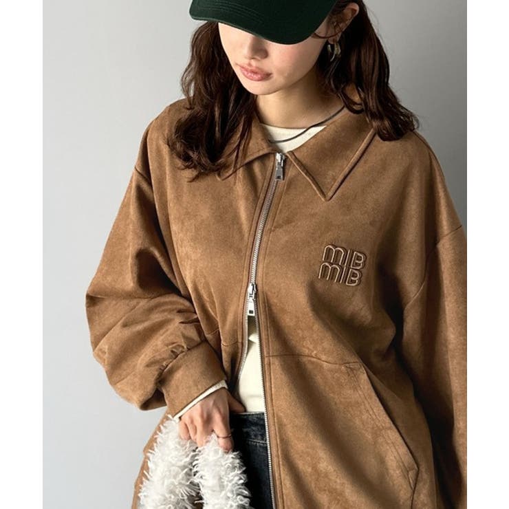 柔らかタッチで上品見え◎立体刺繍デザインスエードポンチ素材ダブルジップアウター | Classical Elf  | 詳細画像10 