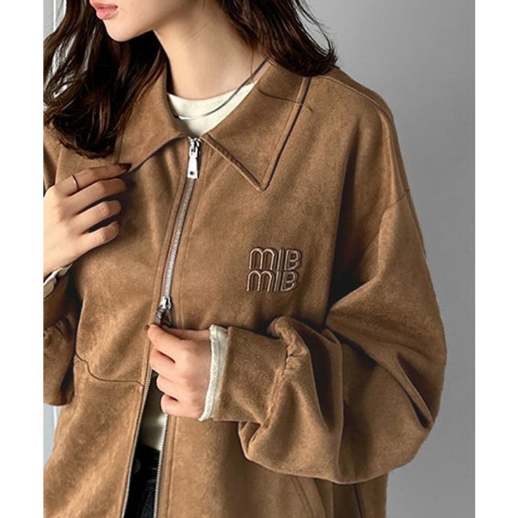 柔らかタッチで上品見え◎立体刺繍デザインスエードポンチ素材ダブルジップアウター | Classical Elf  | 詳細画像11 