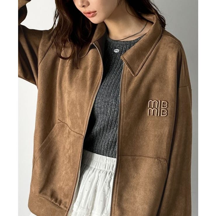 柔らかタッチで上品見え◎立体刺繍デザインスエードポンチ素材ダブルジップアウター | Classical Elf  | 詳細画像15 