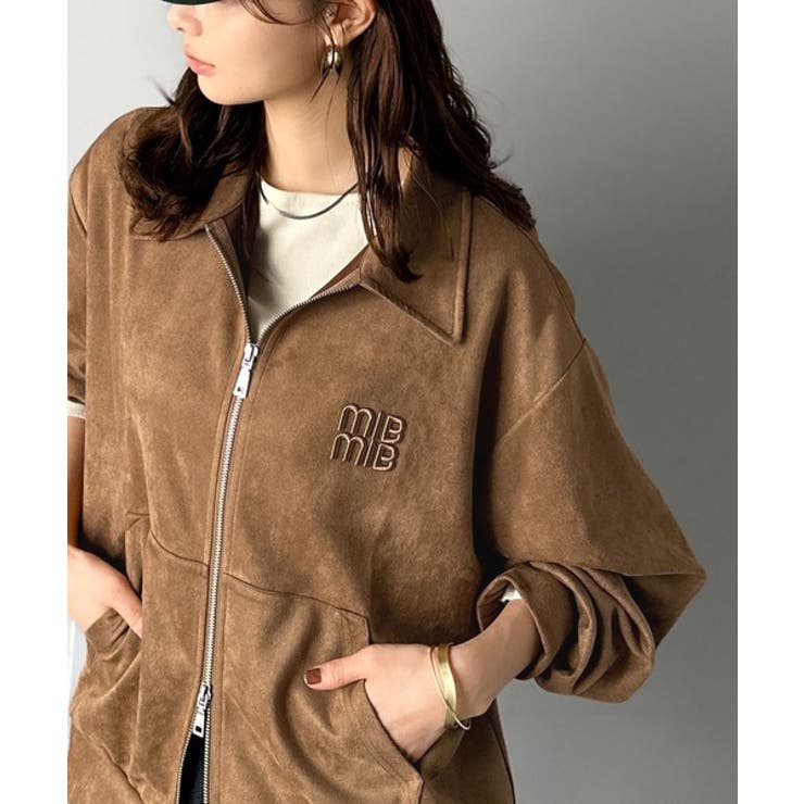 キャメル | 柔らかタッチで上品見え◎立体刺繍デザインスエードポンチ素材ダブルジップアウター | Classical Elf 