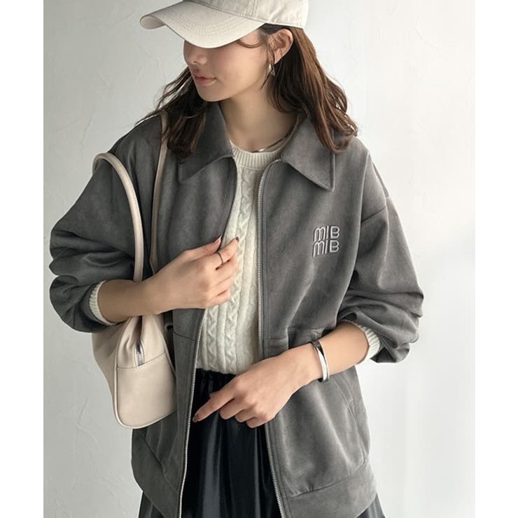 柔らかタッチで上品見え◎立体刺繍デザインスエードポンチ素材ダブルジップアウター | Classical Elf  | 詳細画像4 