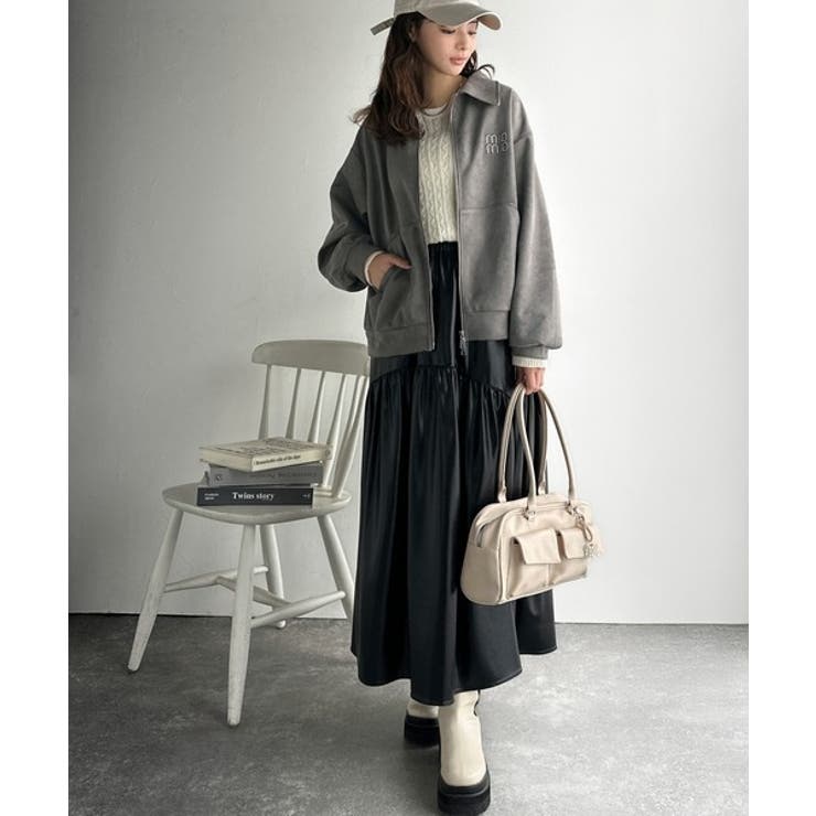 柔らかタッチで上品見え◎立体刺繍デザインスエードポンチ素材ダブルジップアウター | Classical Elf  | 詳細画像6 