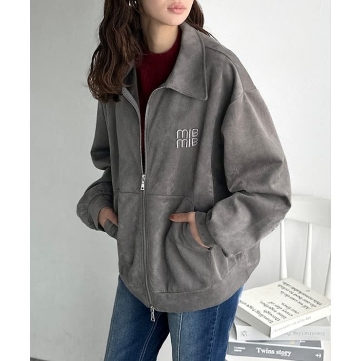 柔らかタッチで上品見え◎立体刺繍デザインスエードポンチ素材ダブルジップアウター | Classical Elf  | 詳細画像7 