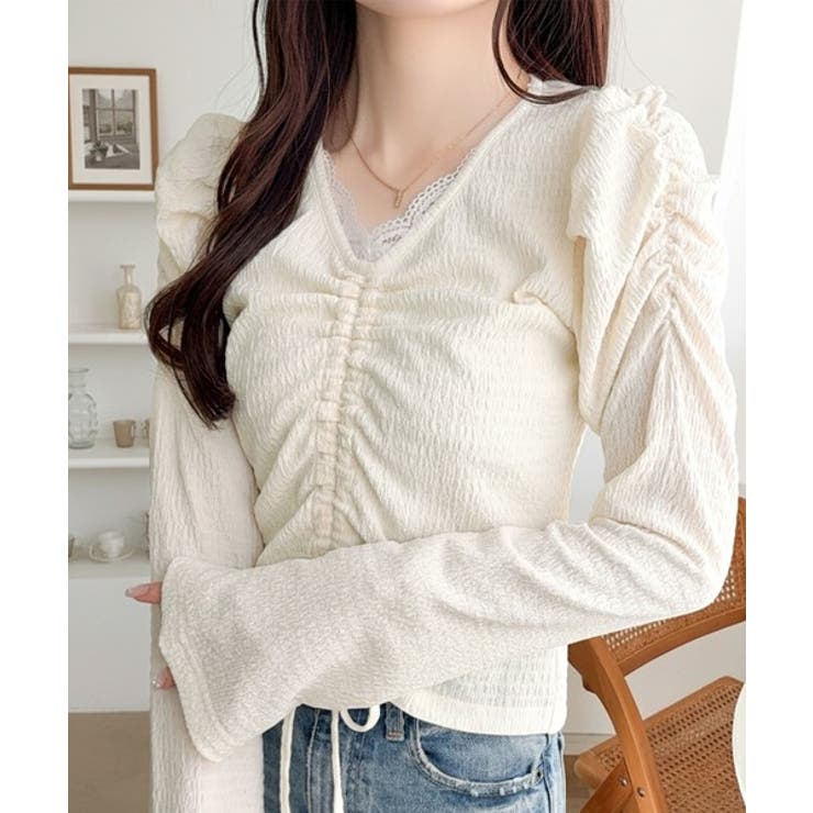 アイボリー | 【mily bilet】カジュアルな大人ガーリーテイスト。レースドッキングパフス… | Classical Elf 