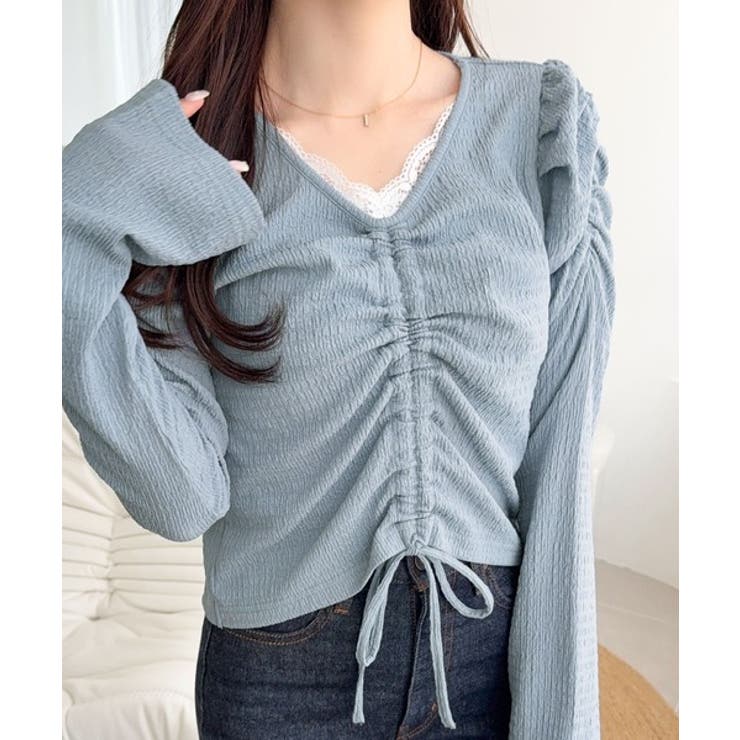 ブルー | 【mily bilet】カジュアルな大人ガーリーテイスト。レースドッキングパフス… | Classical Elf 