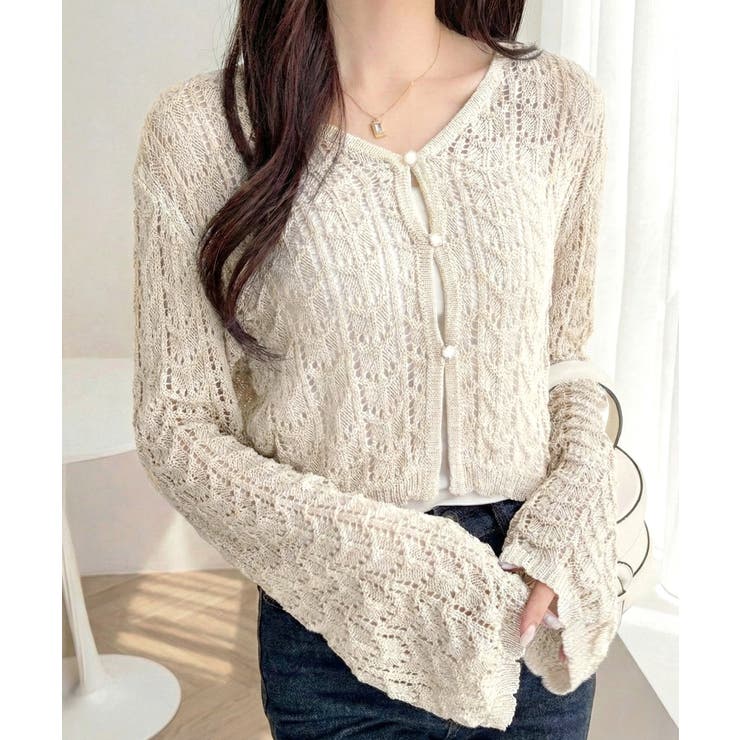 アイボリー | 【mily bilet】“涼しげ×あざと可愛い”の最強タッグ♪透かし編みシェル釦… | Classical Elf 