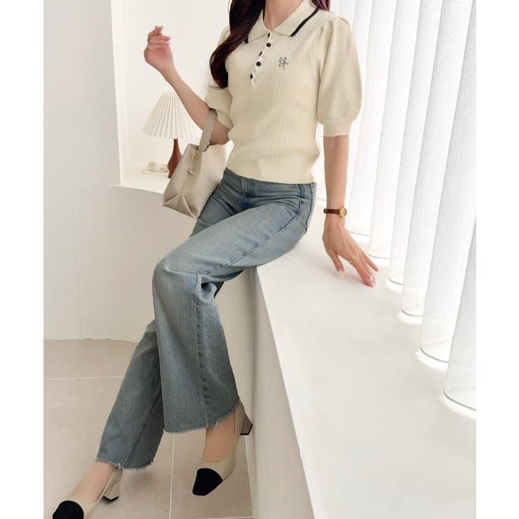 【mily bilet】配色×くすみカラーで魅せる、ずるい清楚さ。配色ラインポロ… | Classical Elf  | 詳細画像4 