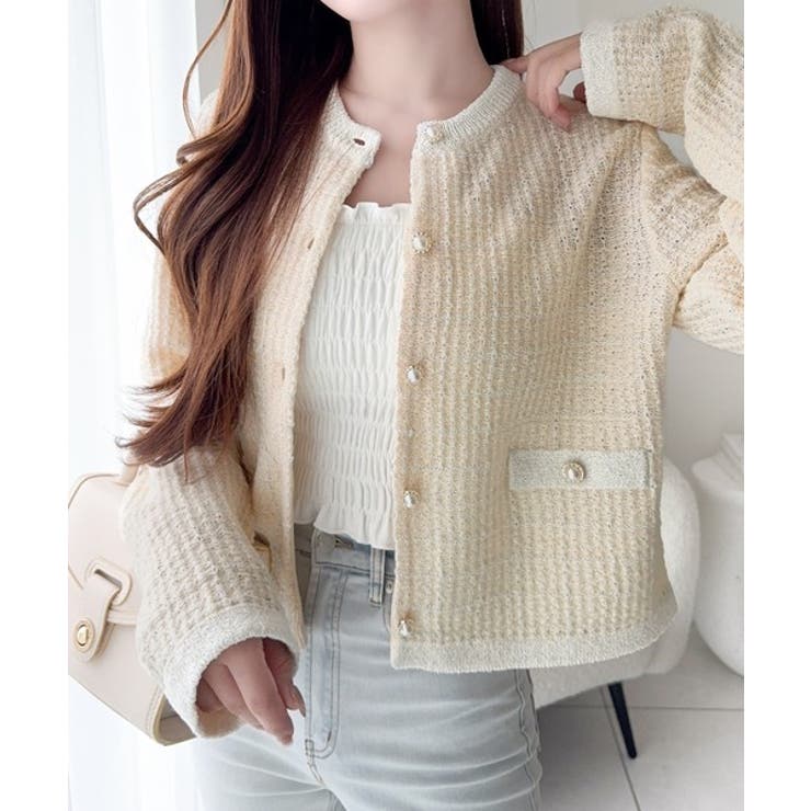 【mily bilet】甘さに恋して、気品きらり♪ツイードニットパールボタンカー… | Classical Elf  | 詳細画像6 