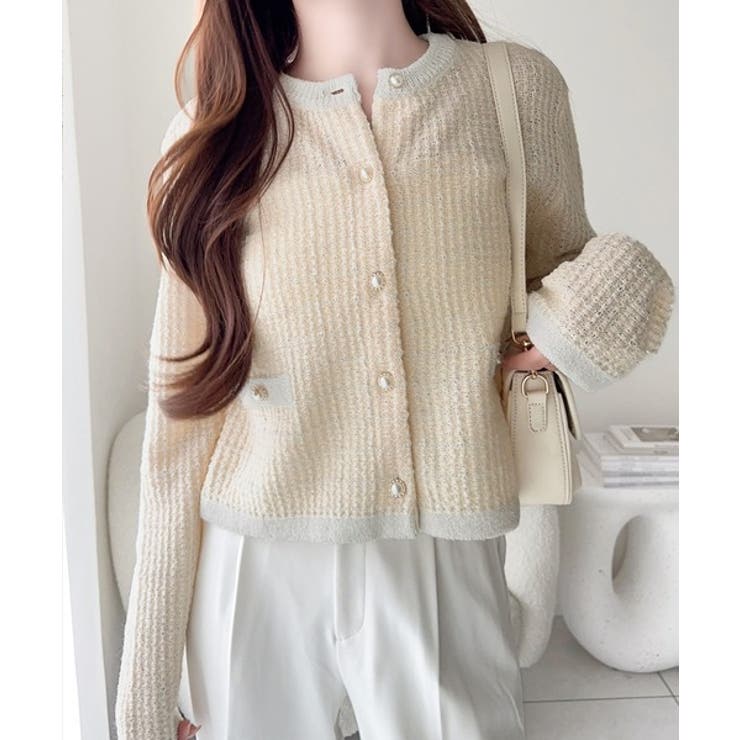 【mily bilet】甘さに恋して、気品きらり♪ツイードニットパールボタンカー… | Classical Elf  | 詳細画像10 