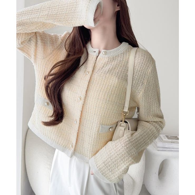 【mily bilet】甘さに恋して、気品きらり♪ツイードニットパールボタンカー… | Classical Elf  | 詳細画像11 