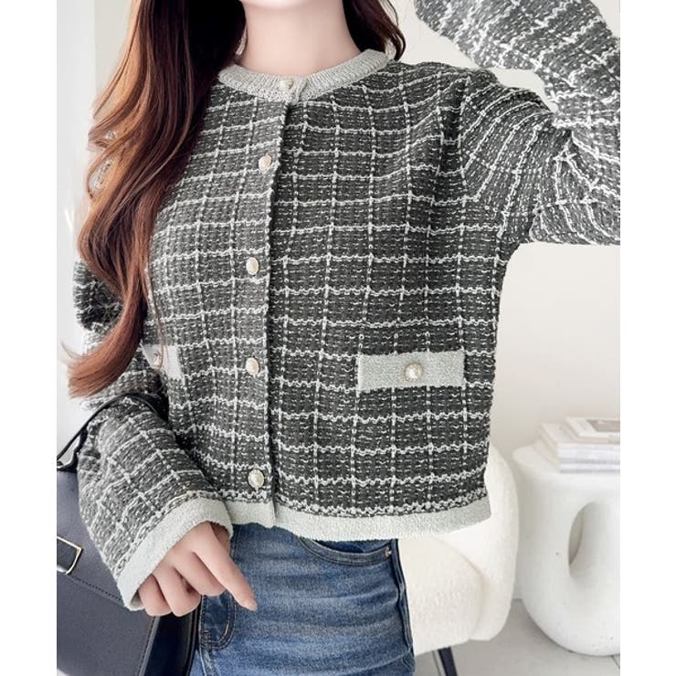 【mily bilet】甘さに恋して、気品きらり♪ツイードニットパールボタンカー… | Classical Elf  | 詳細画像12 