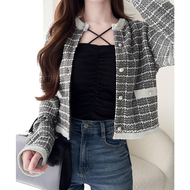 【mily bilet】甘さに恋して、気品きらり♪ツイードニットパールボタンカー… | Classical Elf  | 詳細画像17 