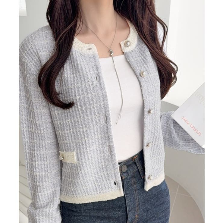 【mily bilet】甘さに恋して、気品きらり♪ツイードニットパールボタンカー… | Classical Elf  | 詳細画像23 