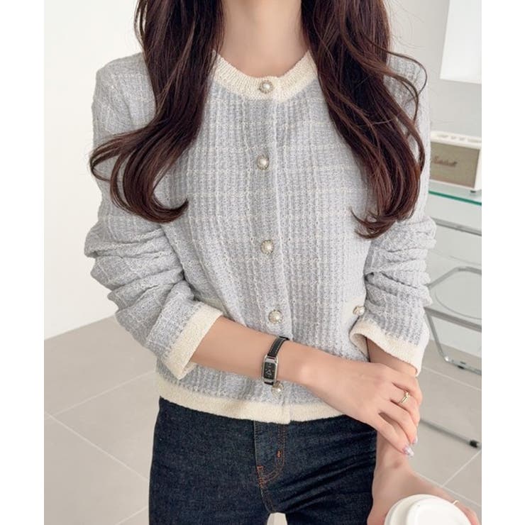 【mily bilet】甘さに恋して、気品きらり♪ツイードニットパールボタンカー… | Classical Elf  | 詳細画像27 