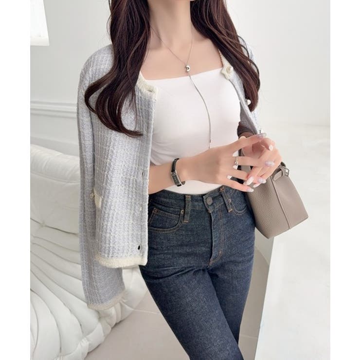 【mily bilet】甘さに恋して、気品きらり♪ツイードニットパールボタンカー… | Classical Elf  | 詳細画像28 