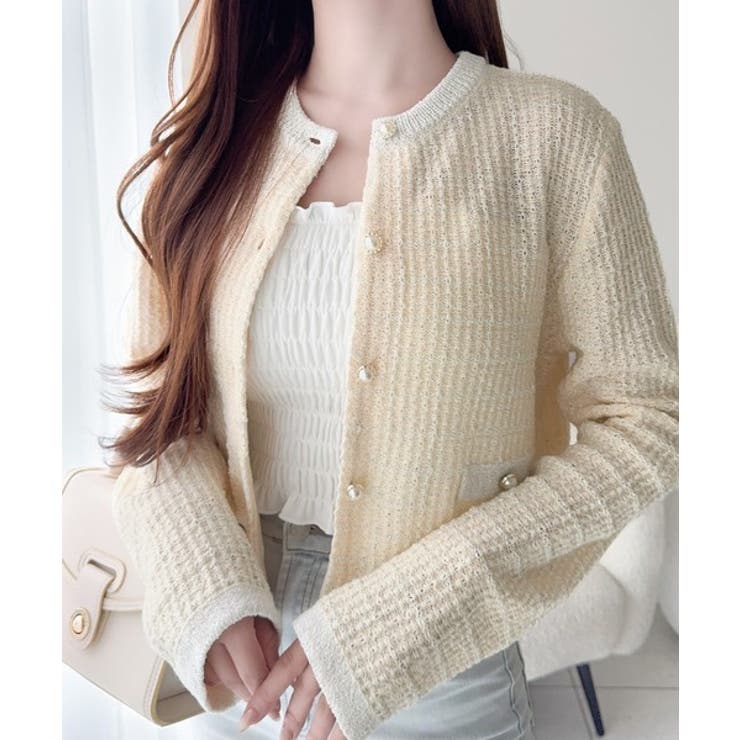 【mily bilet】甘さに恋して、気品きらり♪ツイードニットパールボタンカー… | Classical Elf  | 詳細画像4 