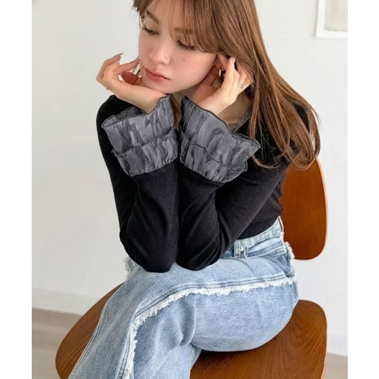 【mily bilet】大人フェミニンを叶える。袖フリルレースヘンリーネックトッ… | Classical Elf  | 詳細画像14 