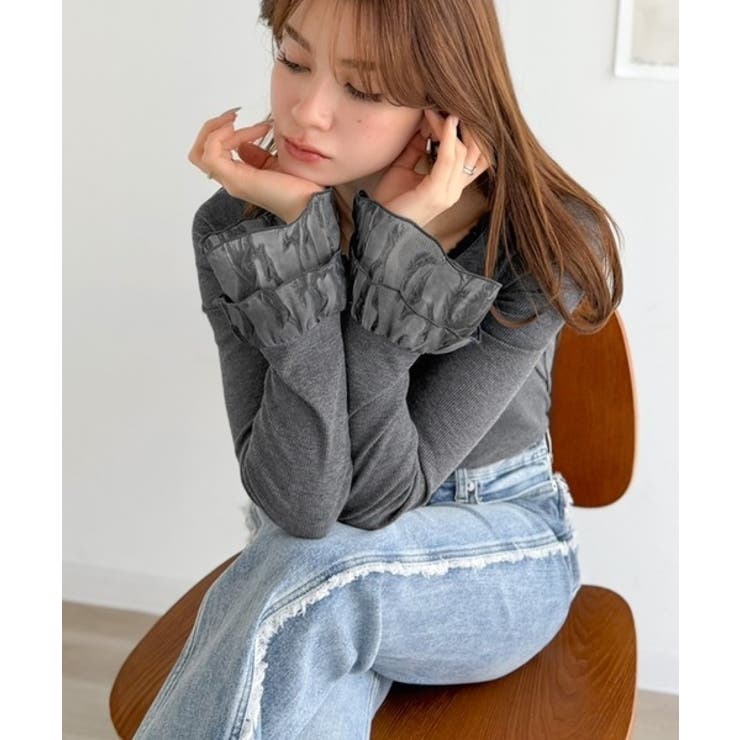 【mily bilet】大人フェミニンを叶える。袖フリルレースヘンリーネックトッ… | Classical Elf  | 詳細画像18 