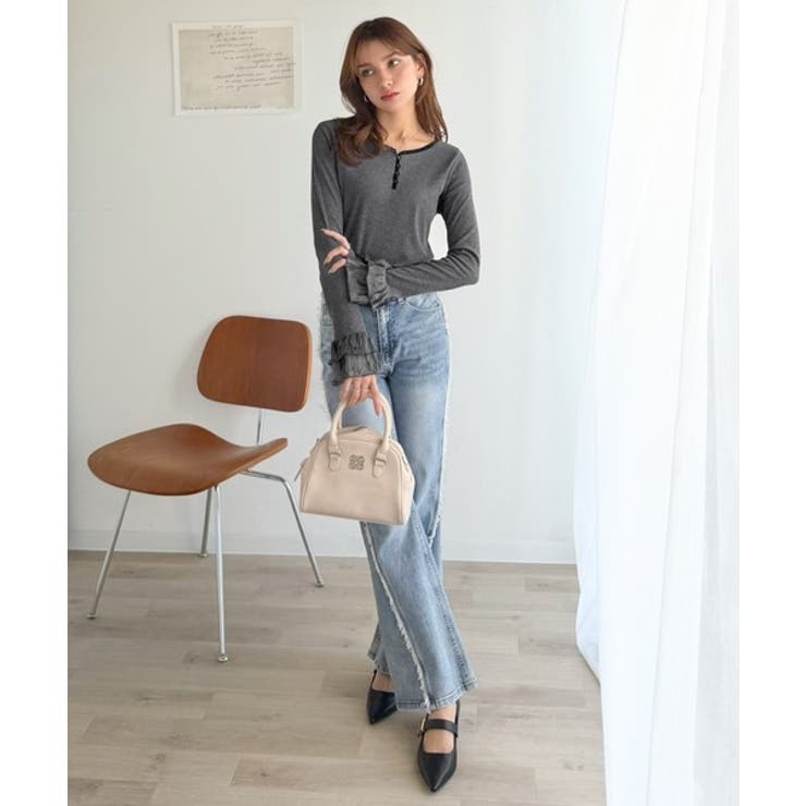 【mily bilet】大人フェミニンを叶える。袖フリルレースヘンリーネックトッ… | Classical Elf  | 詳細画像20 