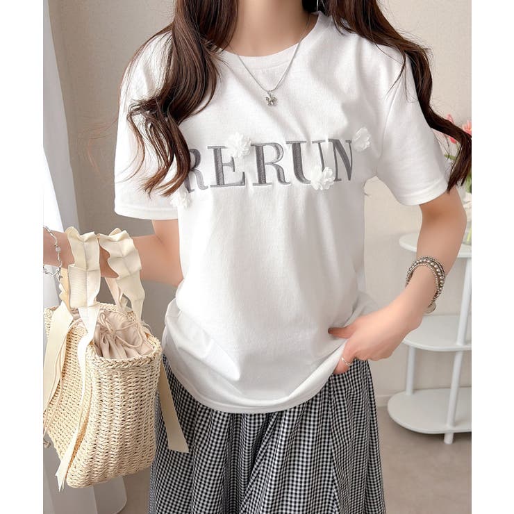 【mily bilet】フロント刺繍でさりげなく華やぐ♪ 立体花モチーフＴシャツ… | Classical Elf  | 詳細画像8 