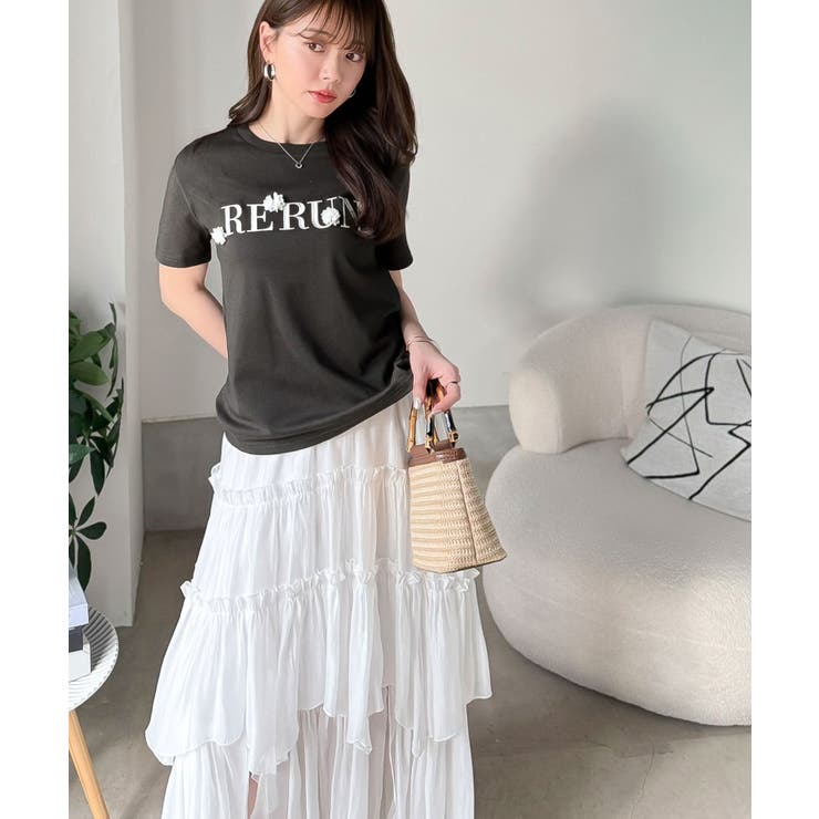 【mily bilet】フロント刺繍でさりげなく華やぐ♪ 立体花モチーフＴシャツ… | Classical Elf  | 詳細画像12 