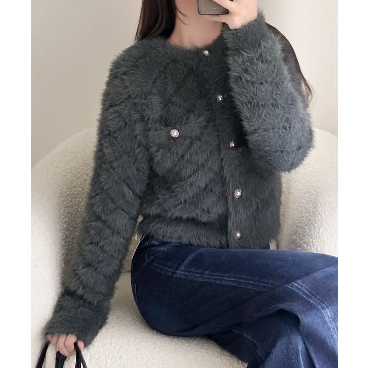 【mily bilet】大人可愛い、愛されニット。パール調ボタン使いキルティング… | Classical Elf  | 詳細画像14 