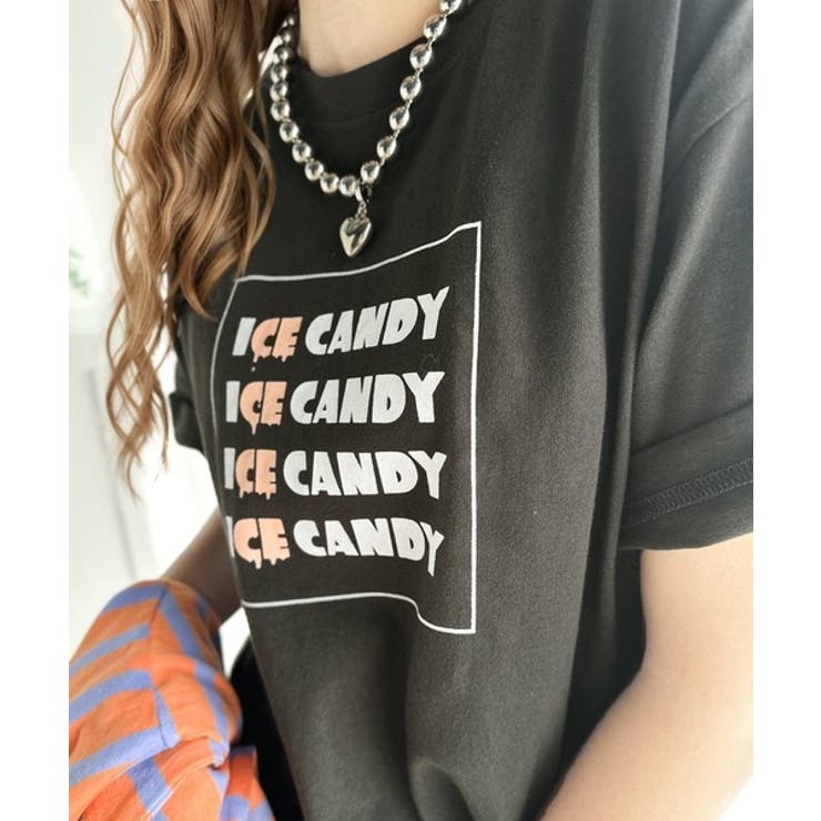 大人胸キュン。綿100％ICE CANDYロゴプリントTシャツ[品番
