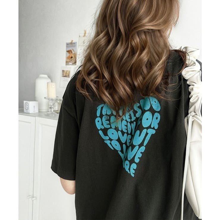 love ear heart 黒ロングスリーブTシャツ love ear heart 黒ロングスリーブTシャツ Lサイズ ハートクロス羽