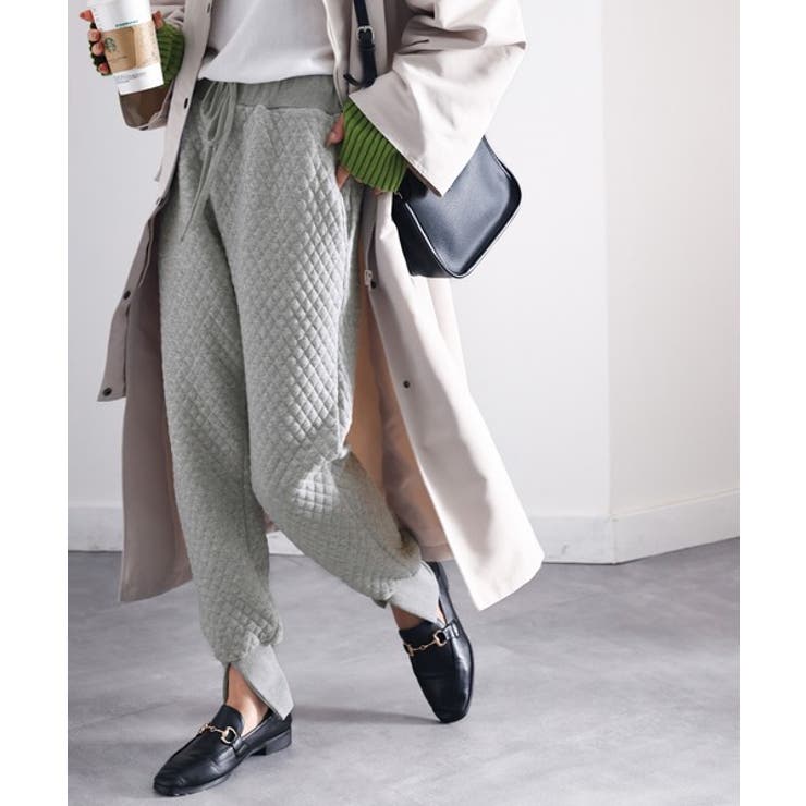 and per se. キルティングパンツ ホワイト/グレー